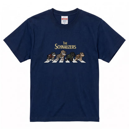 THE SCHNAUZERS 横断歩道 キャンプ ゆるかわ パロディTシャツ 【犬好き・愛犬家・アウトドア・ギフトに最適】