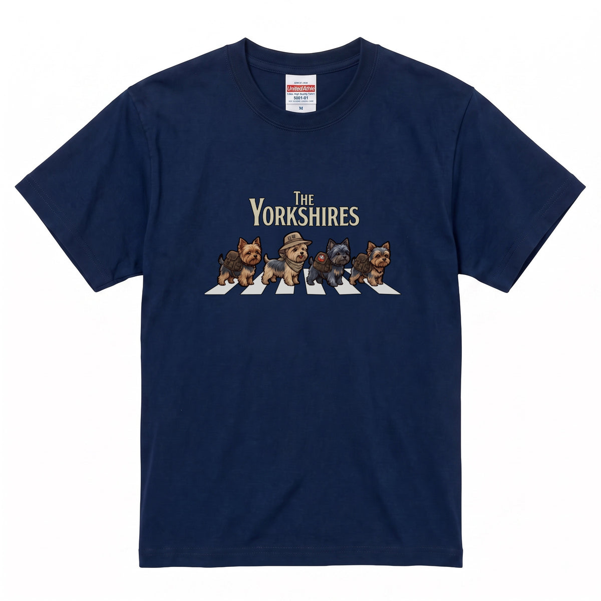 THE YORKSHIRES 横断歩道 キャンプ ゆるかわ Tシャツ 【犬好き・愛犬家・アウトドア・ギフトに最適】