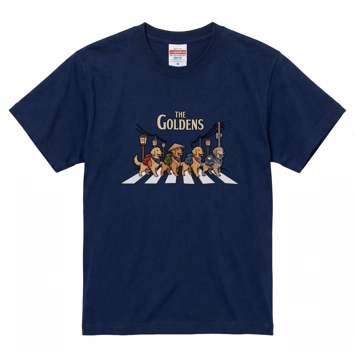 THE GOLDENS 横断歩道 キャンプ ゆるかわ Tシャツ 【犬好き・愛犬家・アウトドア・ギフトに最適】