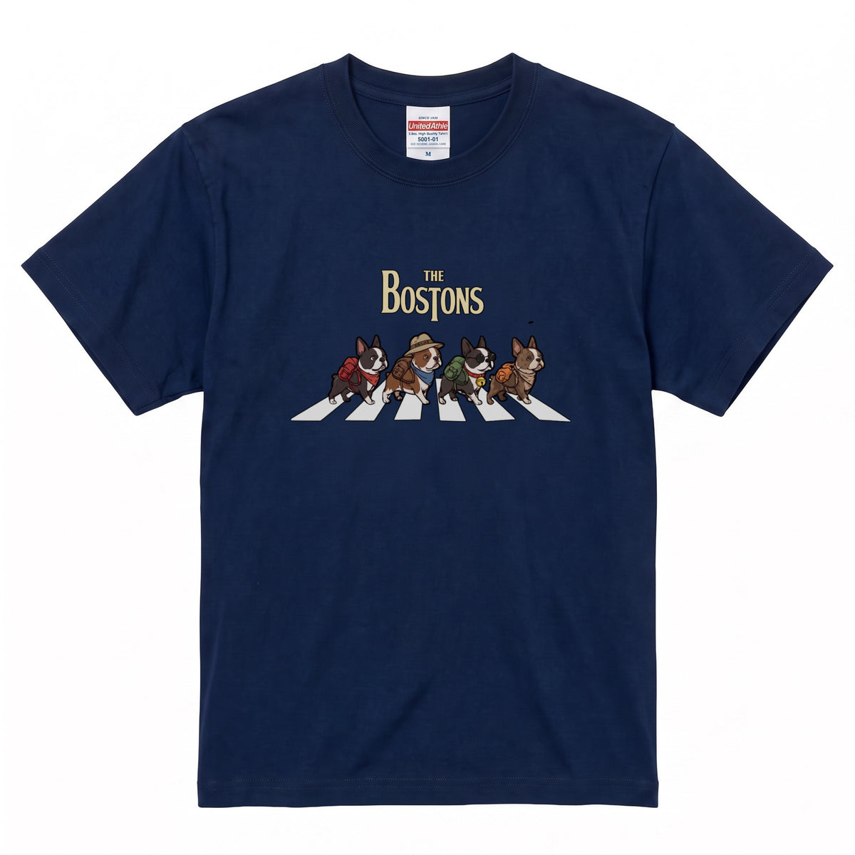 THE BOSTONS 横断歩道 キャンプ ゆるかわ Tシャツ 【犬好き・愛犬家・アウトドア・ギフトに最適】