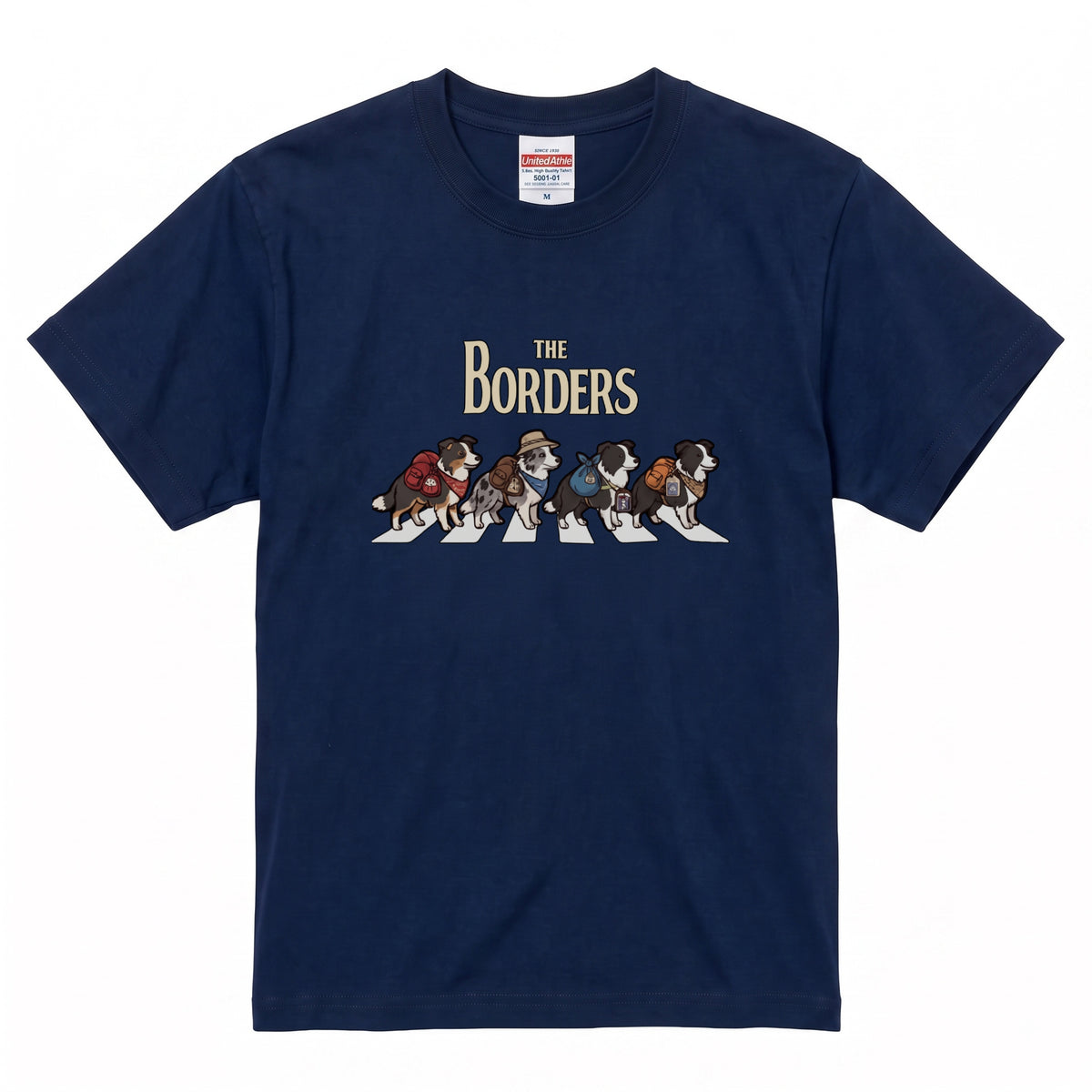 THE BORDERS 横断歩道 キャンプ ゆるかわ Tシャツ 【犬好き・愛犬家・アウトドア・ギフトに最適】