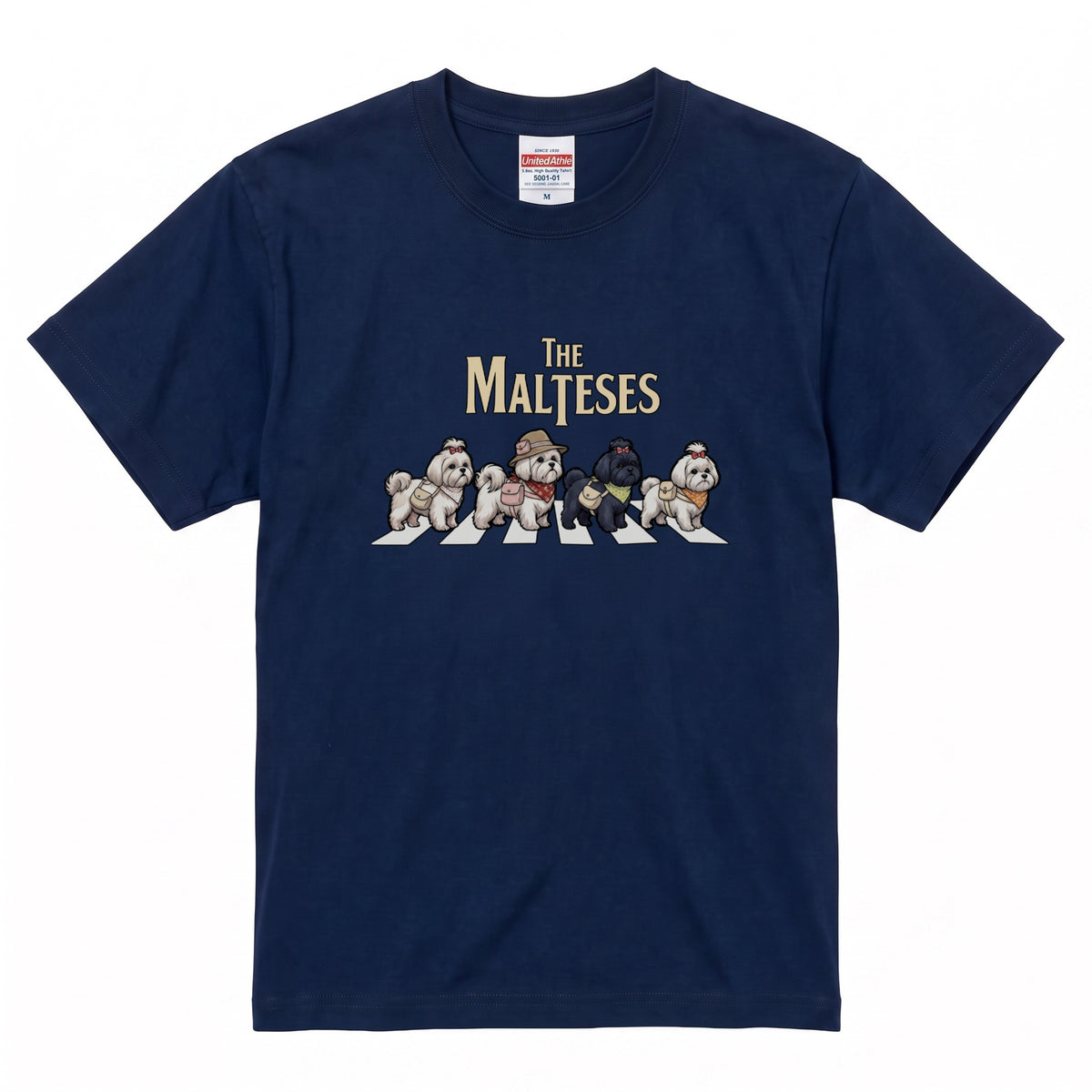 THE MALTESES 横断歩道 キャンプ ゆるかわ Tシャツ 【犬好き・愛犬家・アウトドア・ギフトに最適】