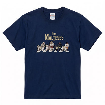THE MALTESES 横断歩道 キャンプ ゆるかわ Tシャツ 【犬好き・愛犬家・アウトドア・ギフトに最適】
