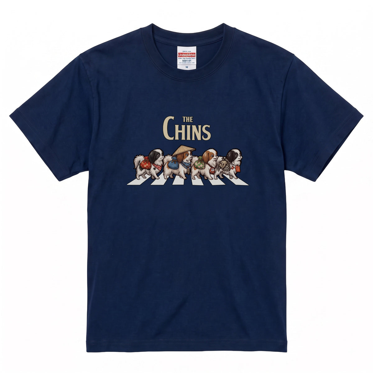 THE CHINS 横断歩道 キャンプ ゆるかわ Tシャツ 【犬好き・愛犬家・アウトドア・ギフトに最適】