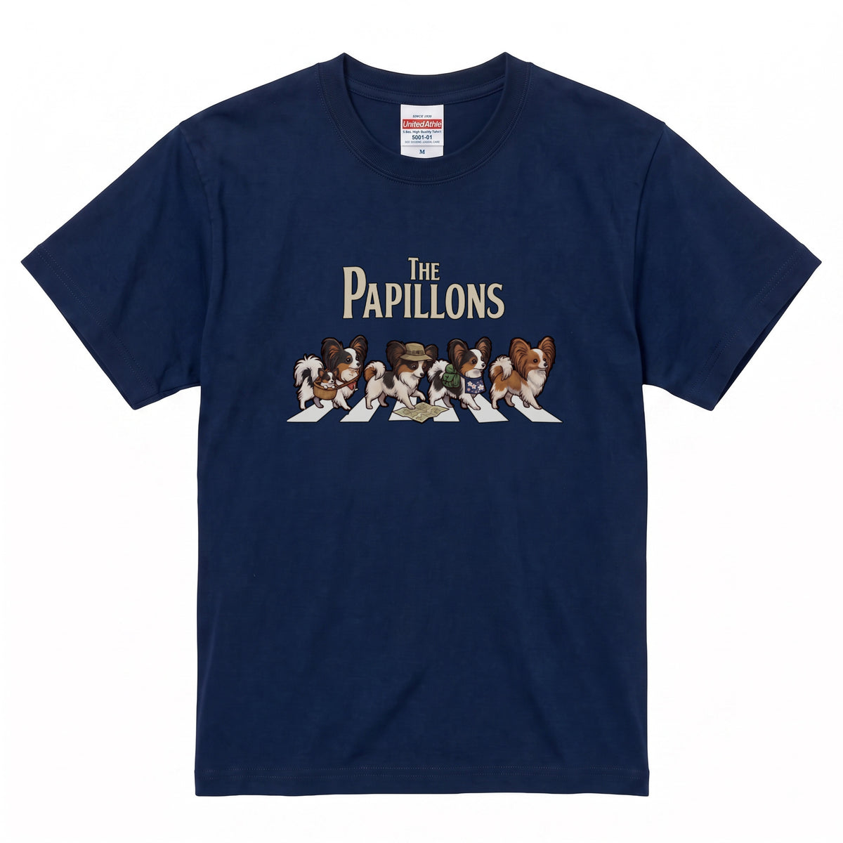 THE PAPILLONS 横断歩道 キャンプ ゆるかわ Tシャツ 【犬好き・愛犬家・アウトドア・ギフトに最適】