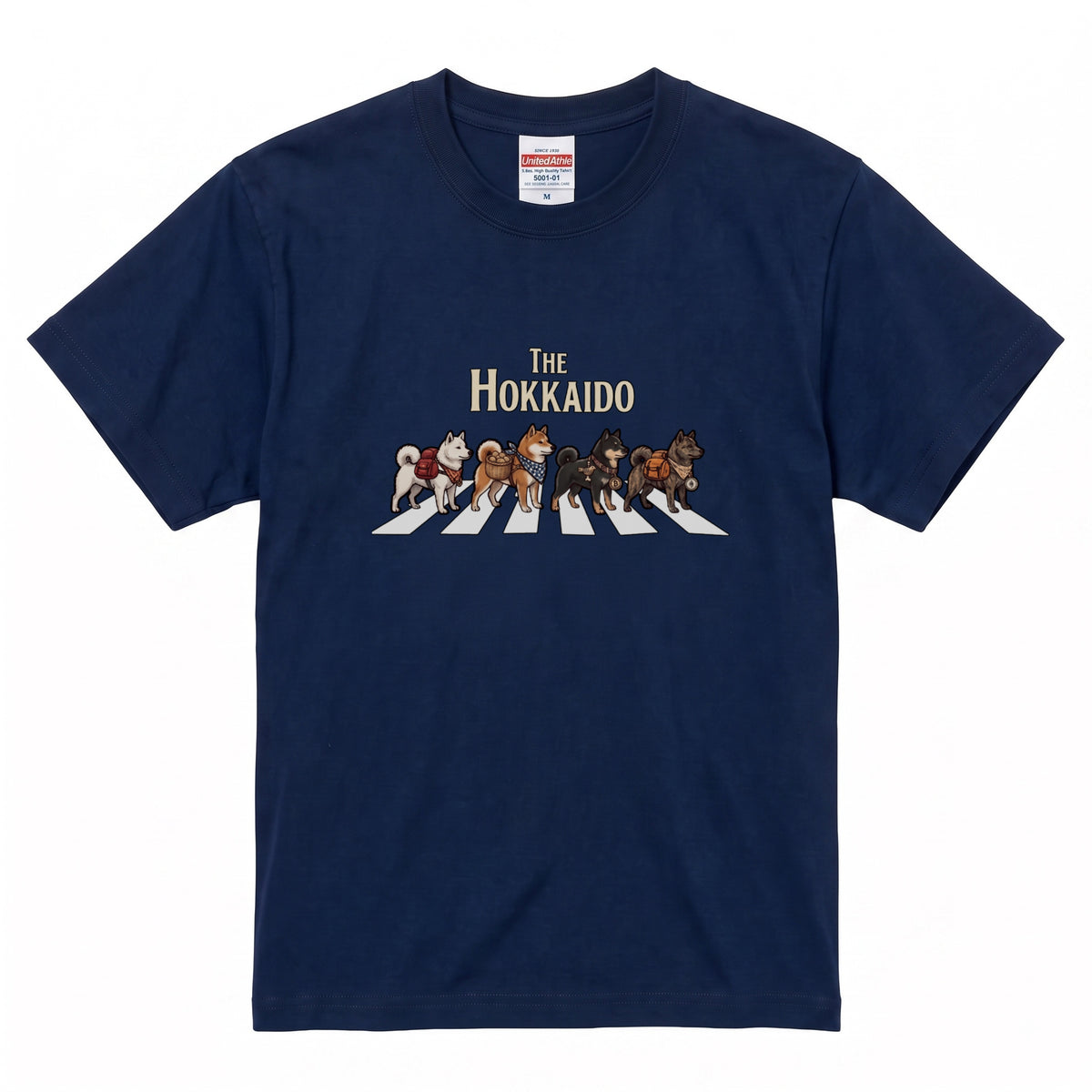 THE HOKKAIDO 横断歩道 キャンプ ゆるかわ Tシャツ 【犬好き・愛犬家・アウトドア・ギフトに最適】