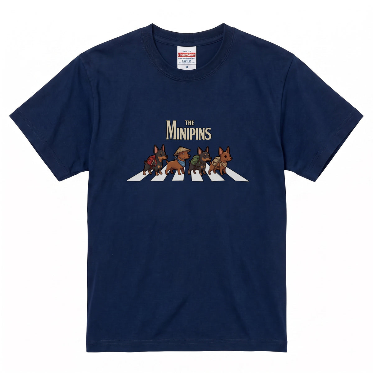 THE MINIPINS 横断歩道 キャンプ ゆるかわ Tシャツ 【犬好き・愛犬家・アウトドア・ギフトに最適】