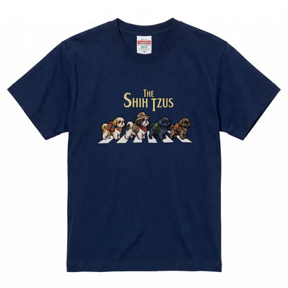 THE SHIH TZUS 横断歩道 キャンプ ゆるかわ パロディTシャツ 【犬好き・愛犬家・アウトドア・ギフトに最適】