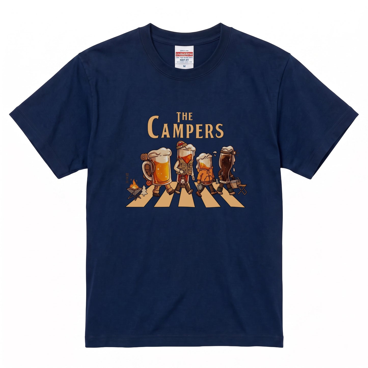 THE BEER CAMPERS | ビールたちのキャンプ 横断歩道 面白Tシャツ【ビール好き・キャンプ好き・ギフトに最適】