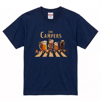 THE BEER CAMPERS | ビールたちのキャンプ 横断歩道 面白Tシャツ【ビール好き・キャンプ好き・ギフトに最適】
