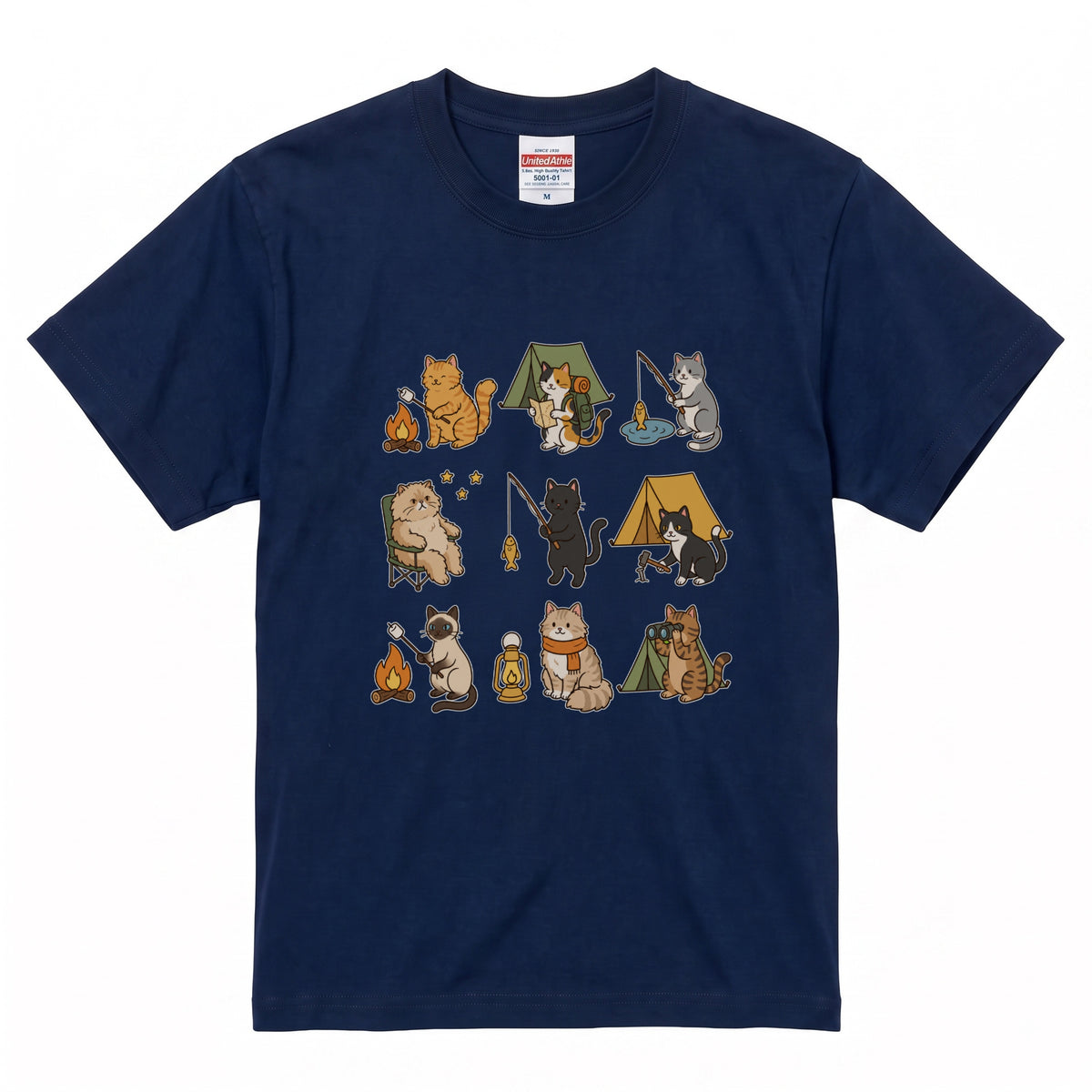 猫好きキャンパーのためのかわいいTシャツ