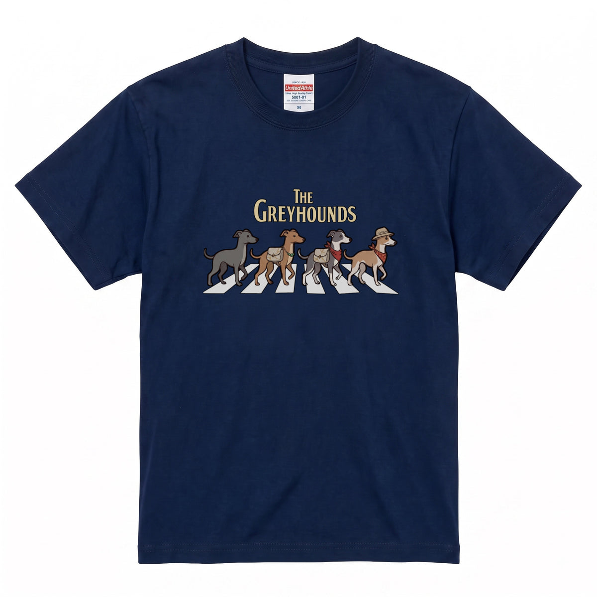THE GREYHOUNDS 横断歩道 キャンプ ゆるかわ Tシャツ 【犬好き・愛犬家・アウトドア・ギフトに最適】
