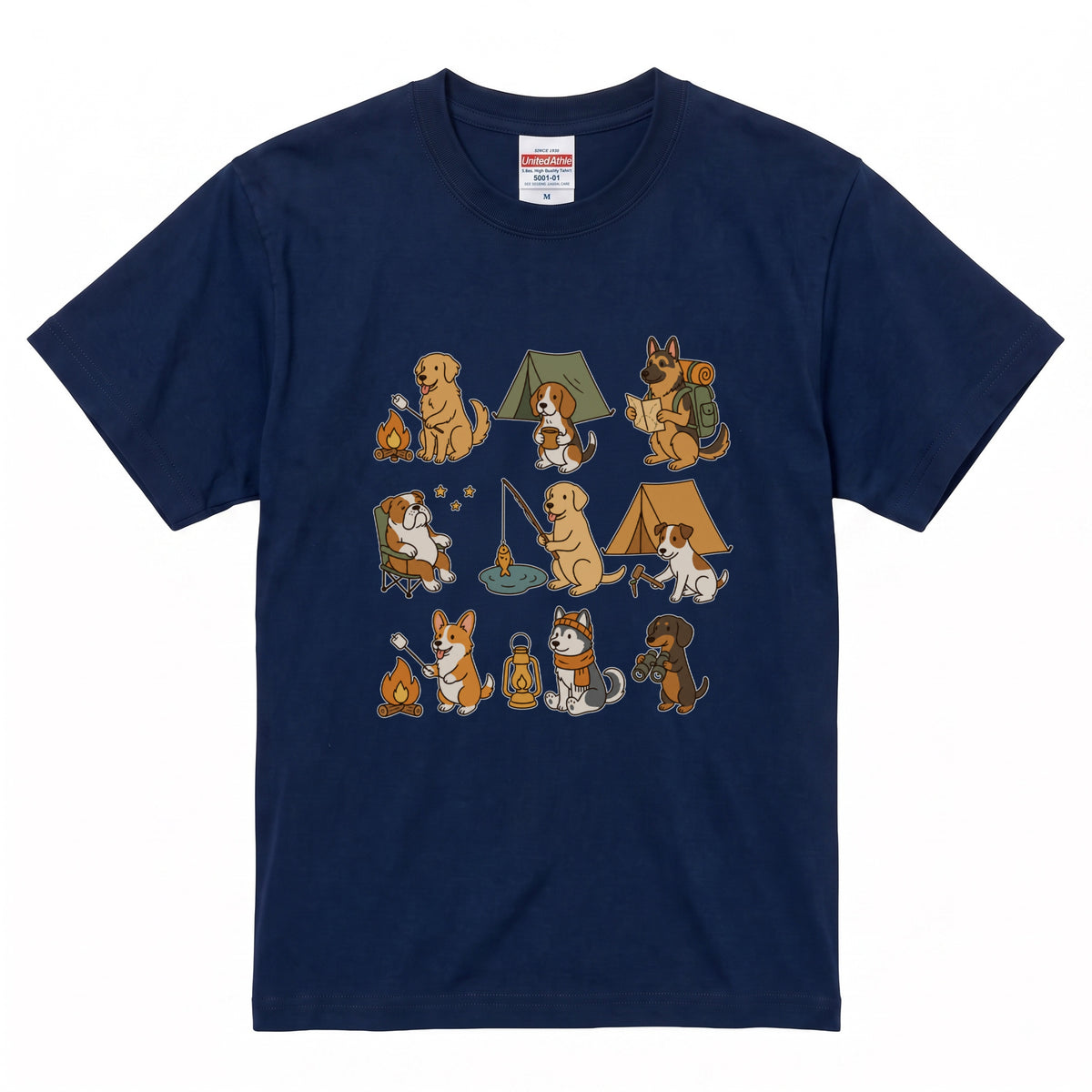 キャンプ 犬 Tシャツ 可愛い 犬 キャンプライフ アウトドア 半袖 ユニセックス ギフト