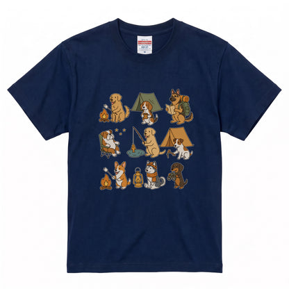 キャンプ 犬 Tシャツ 可愛い 犬 キャンプライフ アウトドア 半袖 ユニセックス ギフト