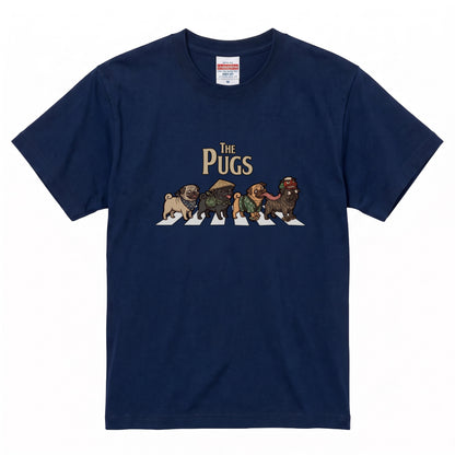 THE PUGS 横断歩道 キャンプ ゆるかわ Tシャツ 【犬好き・愛犬家・アウトドア・ギフトに最適】