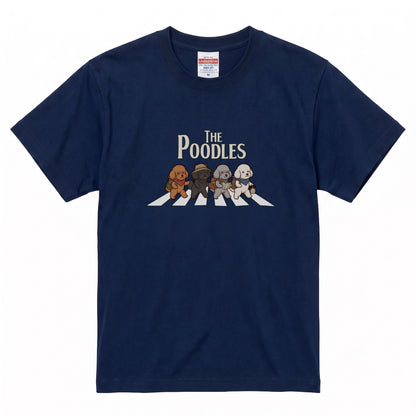 THE POODLES | 横断歩道 ゆるかわ プードル キャンプ パロディTシャツ【犬好き・愛犬家・アウトドア・ギフトに最適】