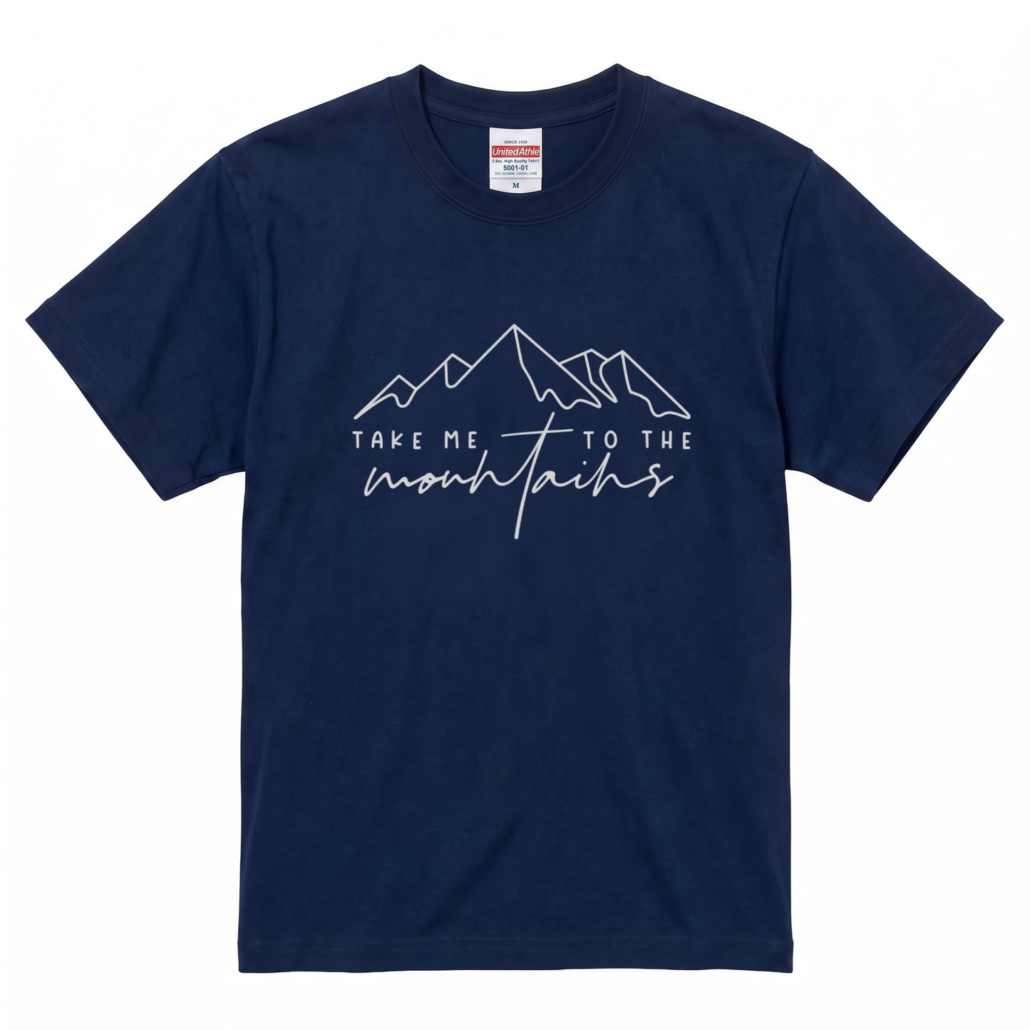 「Take me to the mountains」山 Tシャツ - ミニマル ラインアート 登山 ハイキング アウトドア キャンプ 服