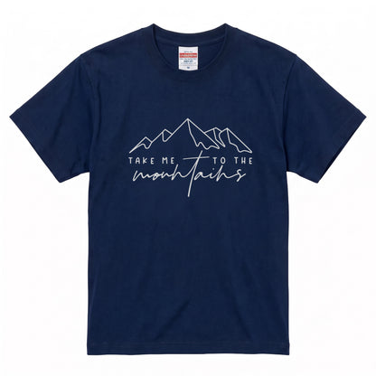 「Take me to the mountains」山 Tシャツ - ミニマル ラインアート 登山 ハイキング アウトドア キャンプ 服