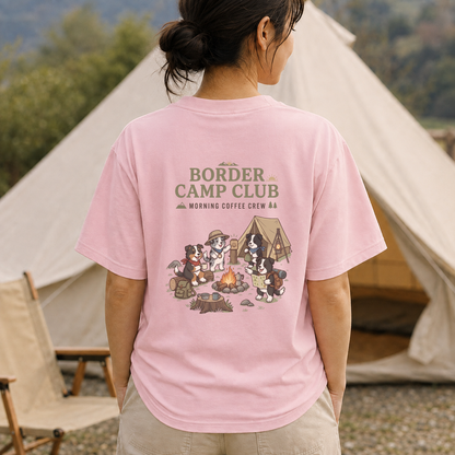 BORDER CAMP CLUB ボーダーコリー キャンプTシャツ｜バックプリント