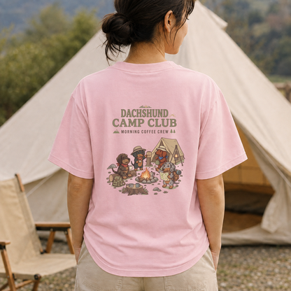 DACHSHUND CAMP CLUB ダックスフンド キャンプTシャツ｜バックプリント