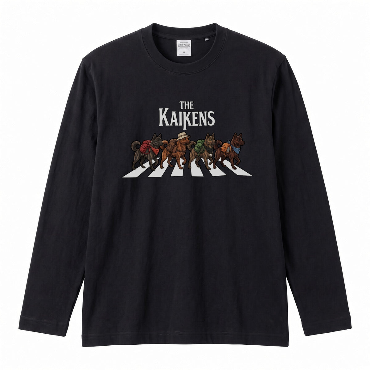 THE KAIKENS 甲斐犬散歩デザイン ブラック長袖Tシャツ