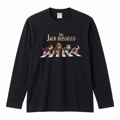 THE JACK RUSSELLS ジャックラッセルテリア散歩デザイン ブラック長袖Tシャツ