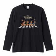 THE GOLDENS ゴールデンレトリバー散歩デザイン ブラック長袖Tシャツ