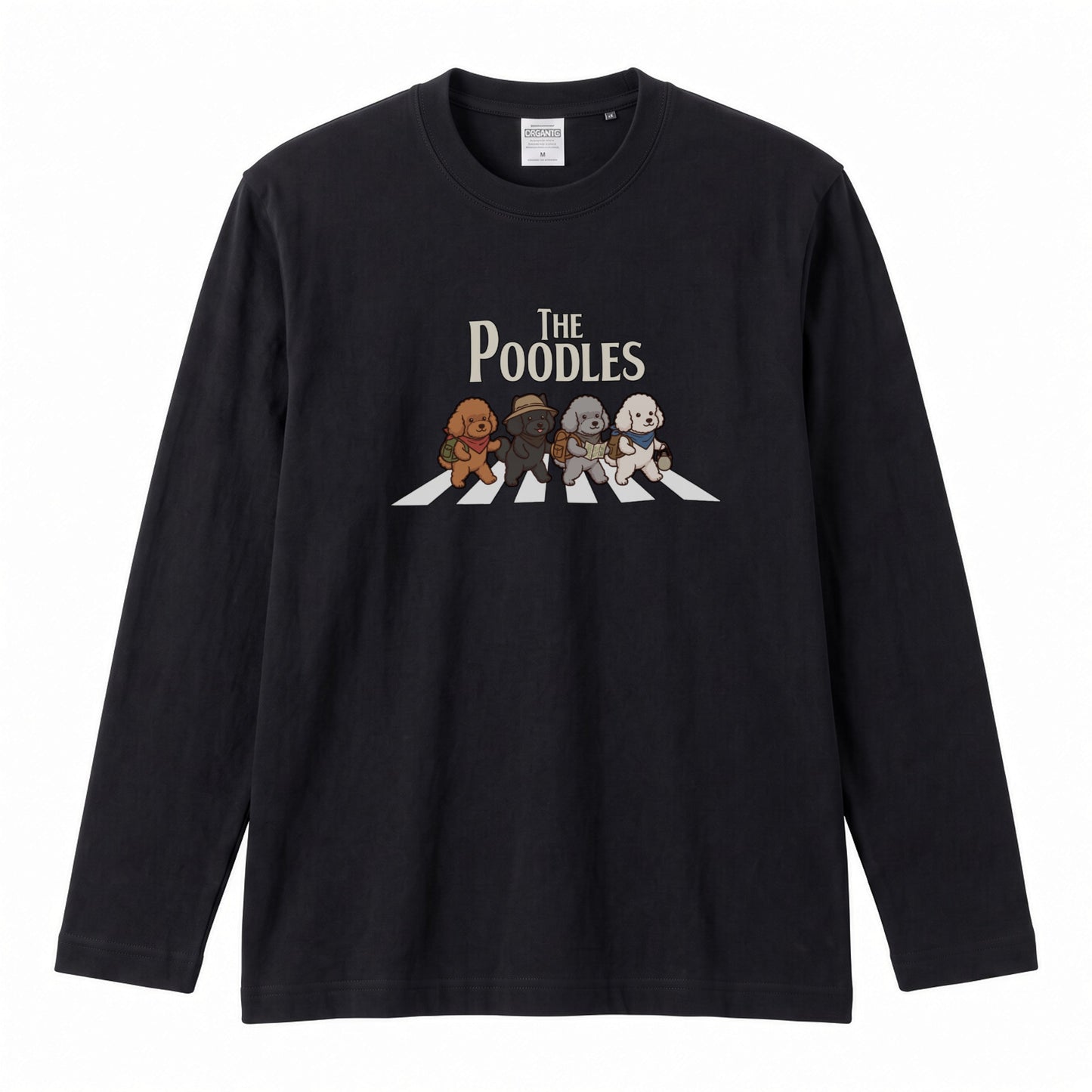 THE POODLES ロンT | レトロ クラシック バンド風 犬グラフィック 長袖 カジュアル Tシャツ【おもしろTシャツ・普段着・ルームウェア・ユニセックス・ギフトに最適】
