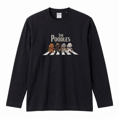 THE POODLES ロンT | レトロ クラシック バンド風 犬グラフィック 長袖 カジュアル Tシャツ【おもしろTシャツ・普段着・ルームウェア・ユニセックス・ギフトに最適】