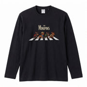 THE MINIPINS ミニチュアピンシャー散歩デザイン ブラック長袖Tシャツ