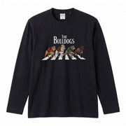 THE BULLDOGS ブルドッグ散歩デザイン ブラック長袖Tシャツ