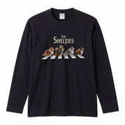 THE SHELTIES シェルティ散歩デザイン ブラック長袖Tシャツ