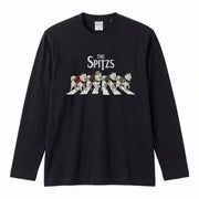 THE SPITZS 日本スピッツ散歩デザイン ブラック長袖Tシャツ
