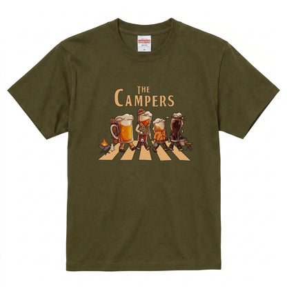THE BEER CAMPERS | ビールたちのキャンプ 横断歩道 面白Tシャツ【ビール好き・キャンプ好き・ギフトに最適】