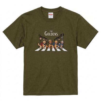 THE GOLDENS 横断歩道 キャンプ ゆるかわ Tシャツ 【犬好き・愛犬家・アウトドア・ギフトに最適】