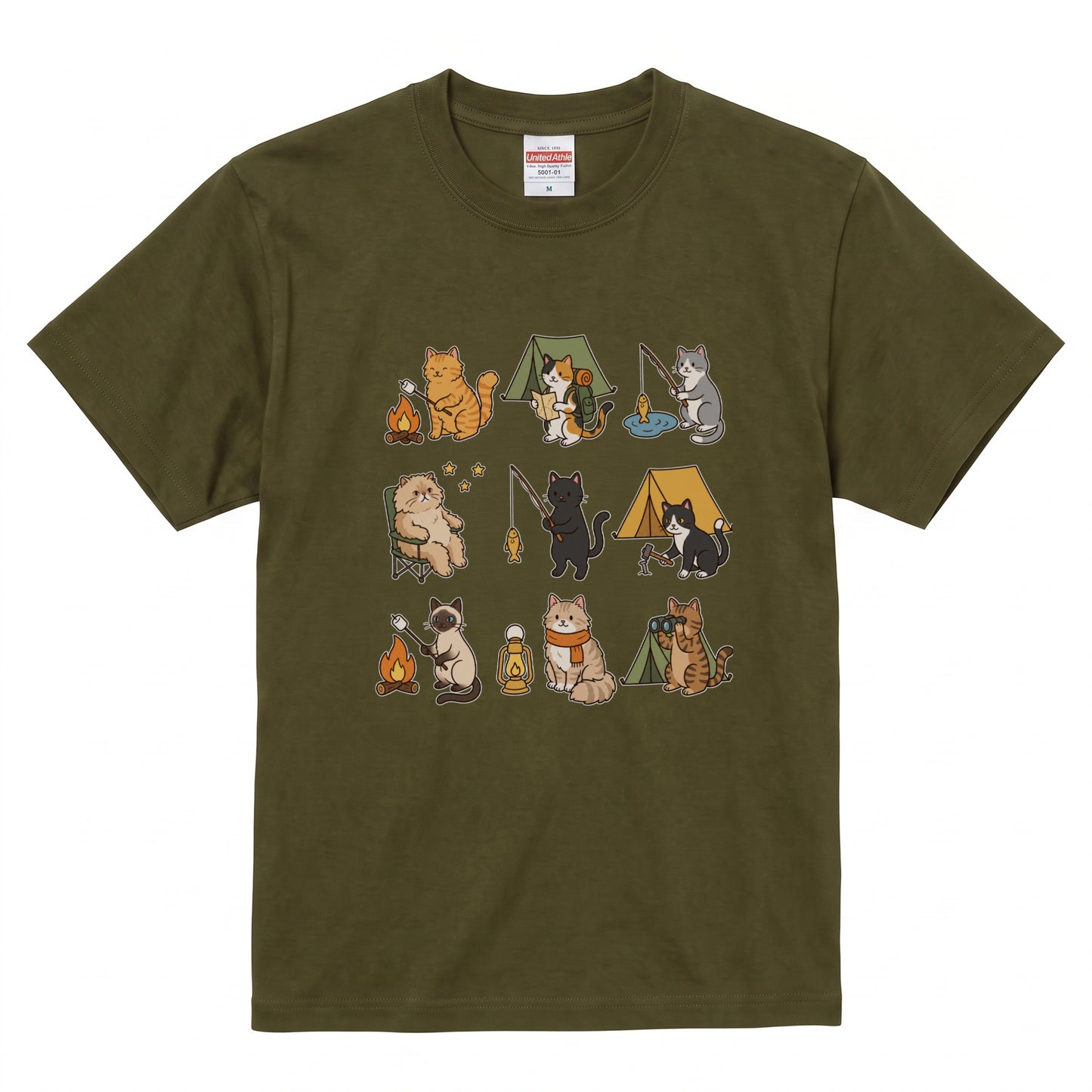 猫好きキャンパーのためのかわいいTシャツ