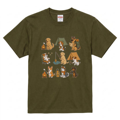 キャンプ 犬 Tシャツ 可愛い 犬 キャンプライフ アウトドア 半袖 ユニセックス ギフト