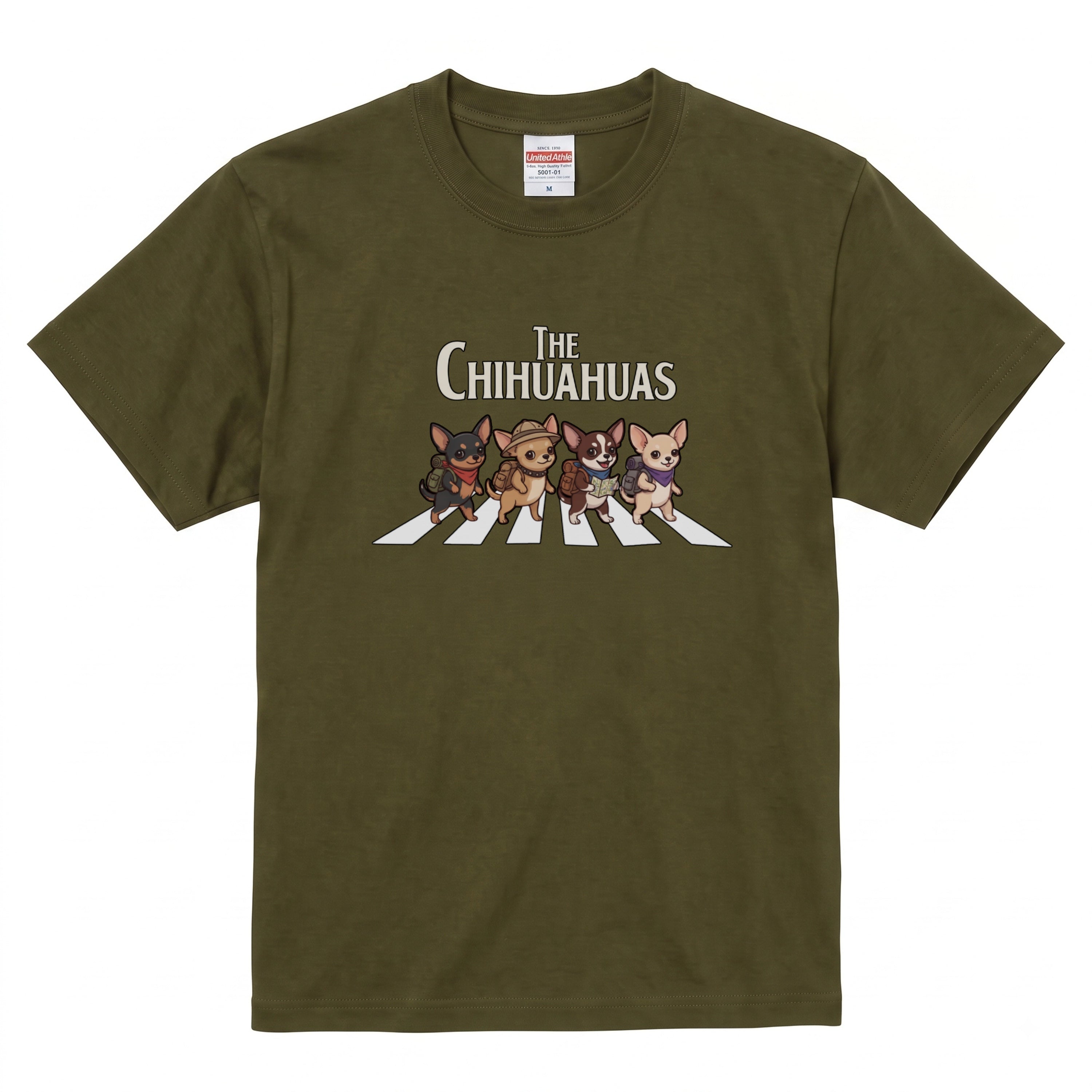 THE CHIHUAHUAS | 横断歩道 ゆるかわ チワワ キャンプ パロディTシャツ