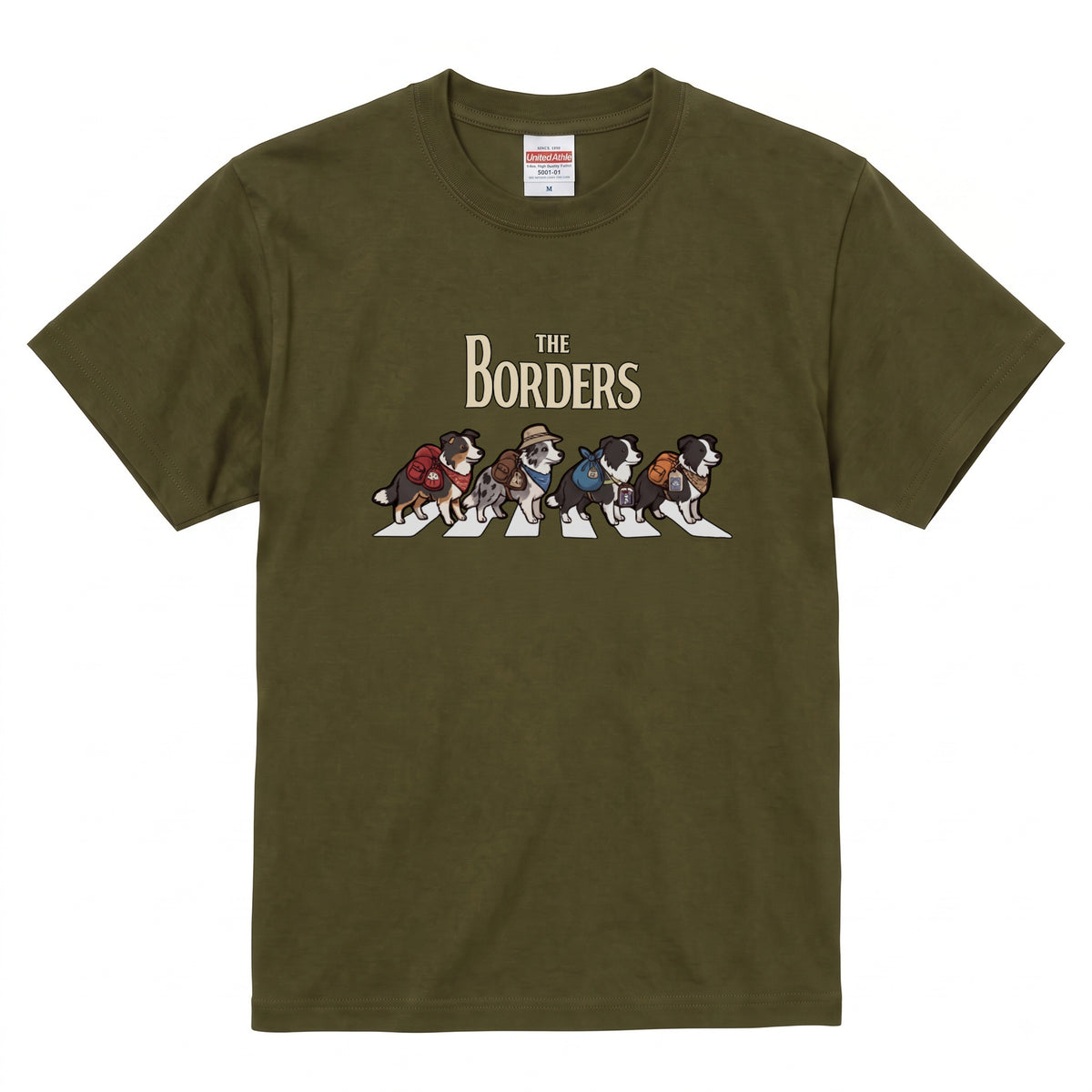 THE BORDERS 横断歩道 キャンプ ゆるかわ Tシャツ 【犬好き・愛犬家・アウトドア・ギフトに最適】