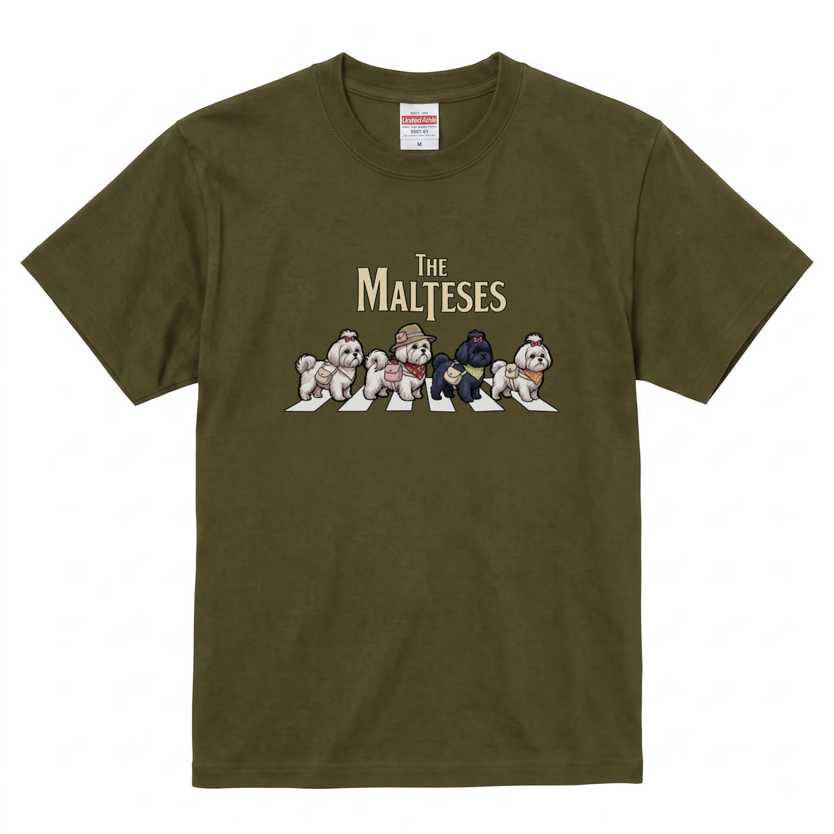 THE MALTESES 横断歩道 キャンプ ゆるかわ Tシャツ 【犬好き・愛犬家・アウトドア・ギフトに最適】