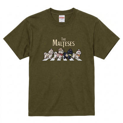 THE MALTESES 横断歩道 キャンプ ゆるかわ Tシャツ 【犬好き・愛犬家・アウトドア・ギフトに最適】