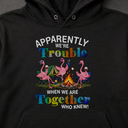 Camping Flamingo Trouble Makers キャンプを楽しむフラミンゴデザイン | パーカー | フロントのみプリント