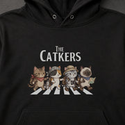 The Catkers Street Crossing ハイキング猫たちのイラスト | パーカー | フロントのみプリント