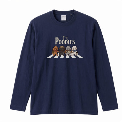 THE POODLES ロンT | レトロ クラシック バンド風 犬グラフィック 長袖 カジュアル Tシャツ【おもしろTシャツ・普段着・ルームウェア・ユニセックス・ギフトに最適】