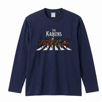 THE KAIKENS 甲斐犬散歩デザイン ブラック長袖Tシャツ