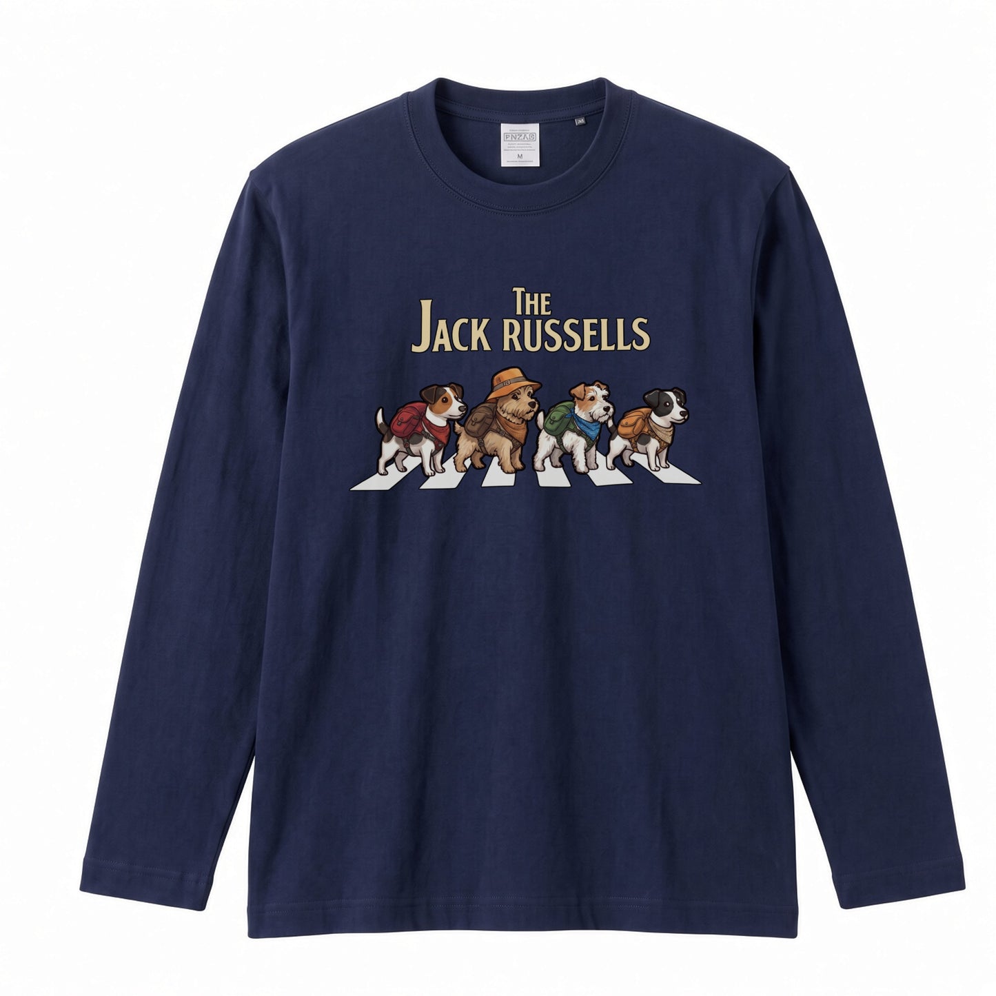 THE JACK RUSSELLS ジャックラッセルテリア散歩デザイン ブラック長袖Tシャツ