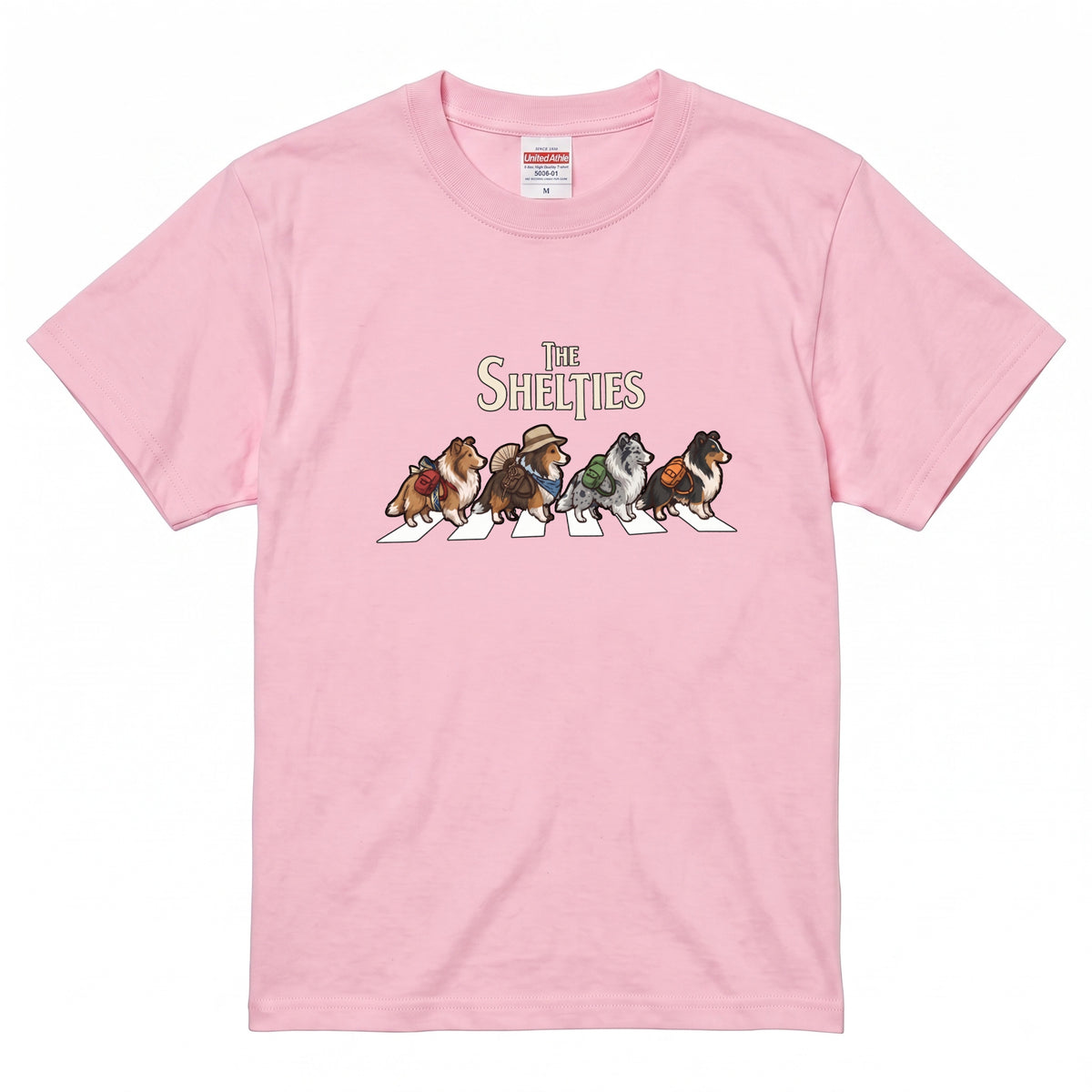 THE SHELTIES 横断歩道 キャンプ ゆるかわ Tシャツ 【犬好き・愛犬家・アウトドア・ギフトに最適】