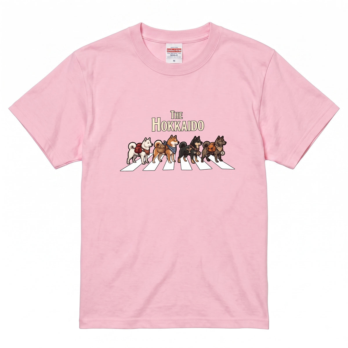 THE HOKKAIDO 横断歩道 キャンプ ゆるかわ Tシャツ 【犬好き・愛犬家・アウトドア・ギフトに最適】