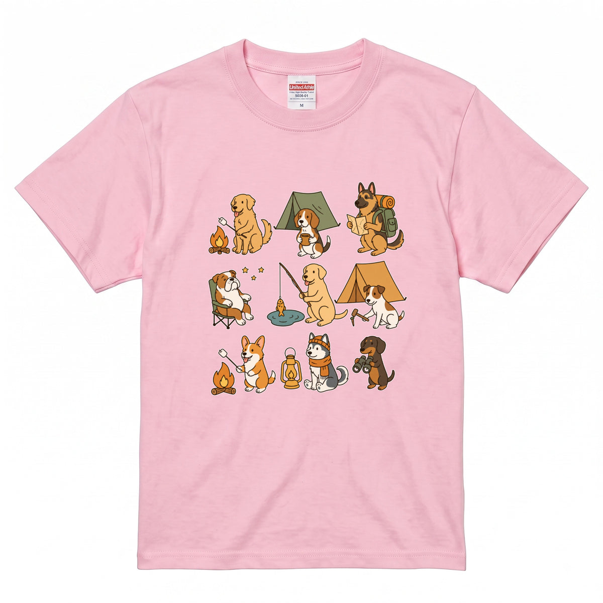 キャンプ 犬 Tシャツ 可愛い 犬 キャンプライフ アウトドア 半袖 ユニセックス ギフト