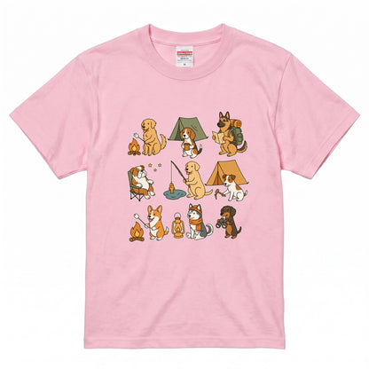 キャンプ 犬 Tシャツ 可愛い 犬 キャンプライフ アウトドア 半袖 ユニセックス ギフト